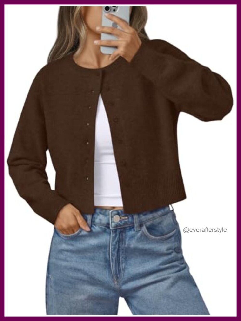 Women's Lightweight Button Front Cropped Cardigan Knit Sweater